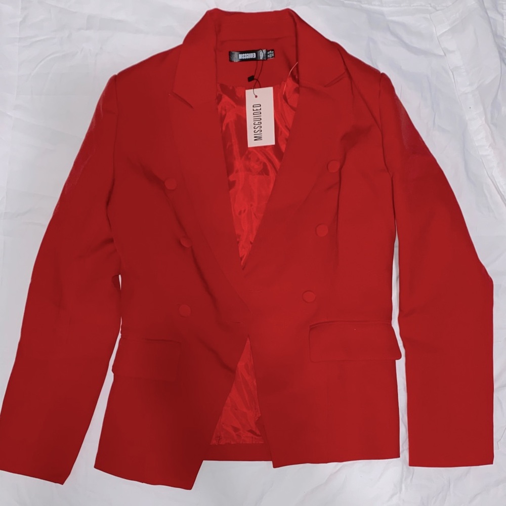 Missguided Red Buttoned Blazer